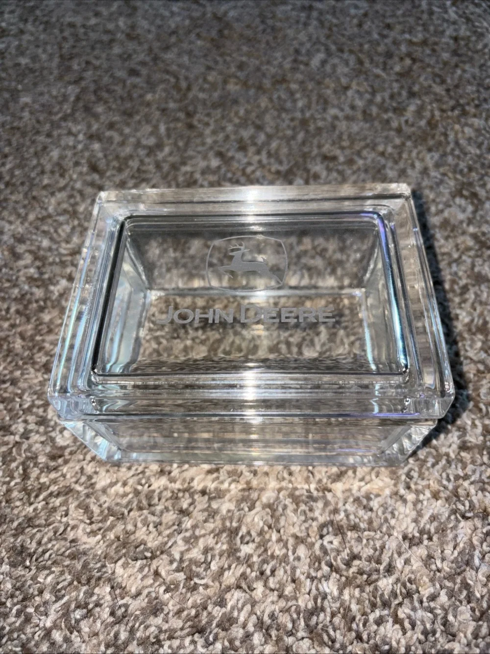 John Deere vintage trinket glass box
